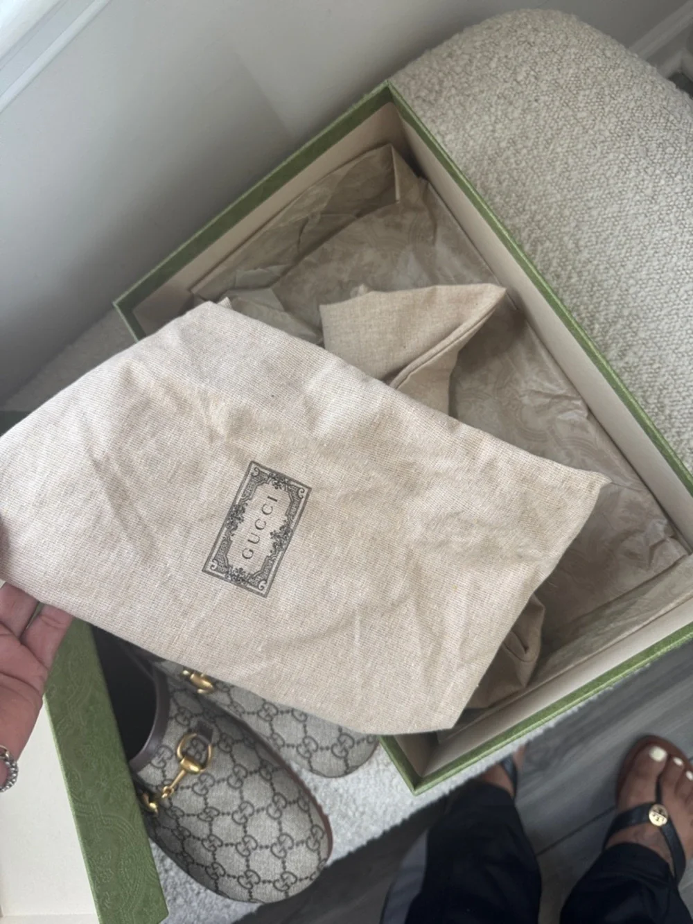 1000% Authentic Gucci Brown/Beige GG Canvas Horsebit Mule Size 9 - Picture 5 of 8